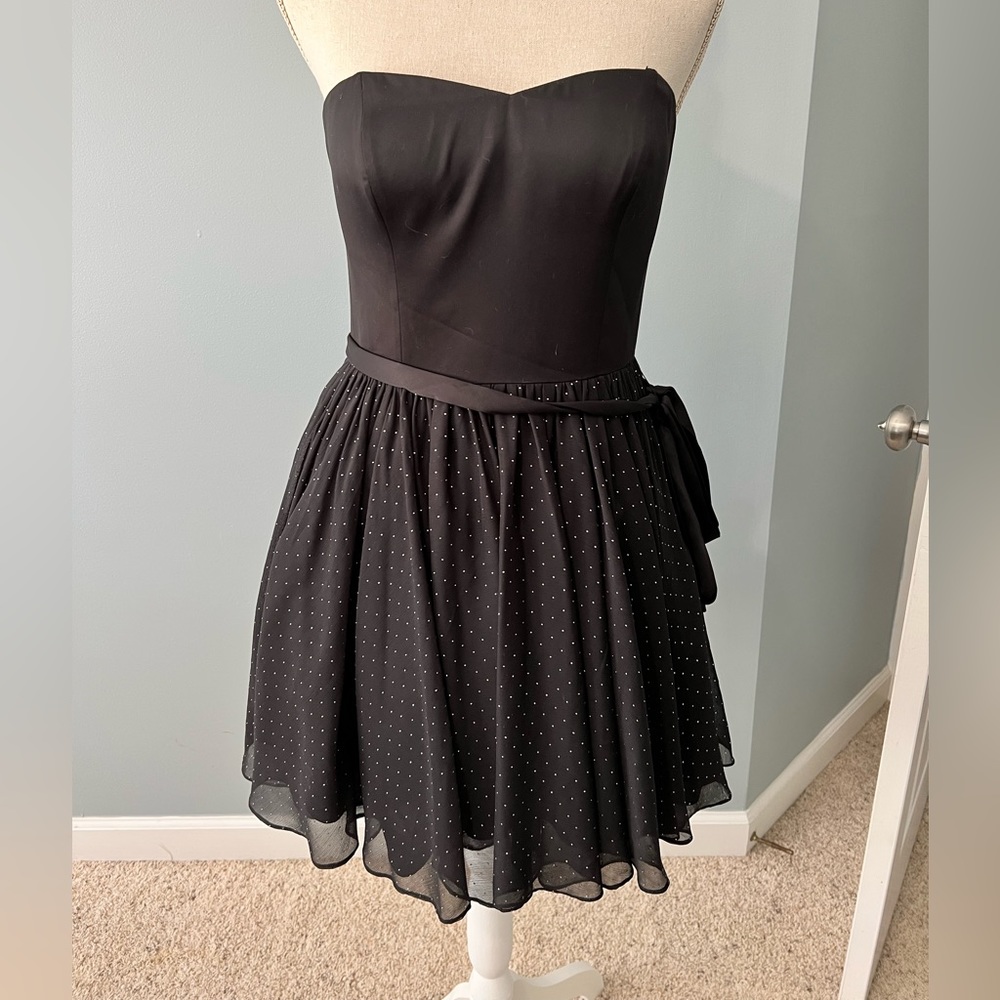 NWOT Aidan Mattox Strapless Party Dress Tie-Waist A-Line Black Size 6